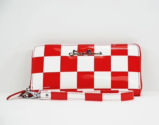 Star Struck Red and White Checkerboard Wallet/Wristlet