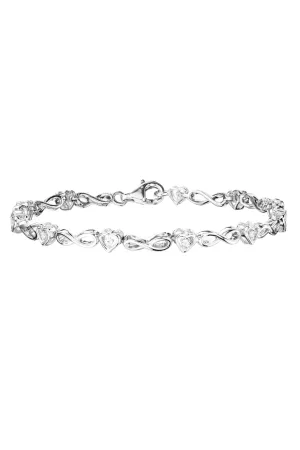 Sterling Silver 0.12ct Diamond Infinity Heart Bracelet