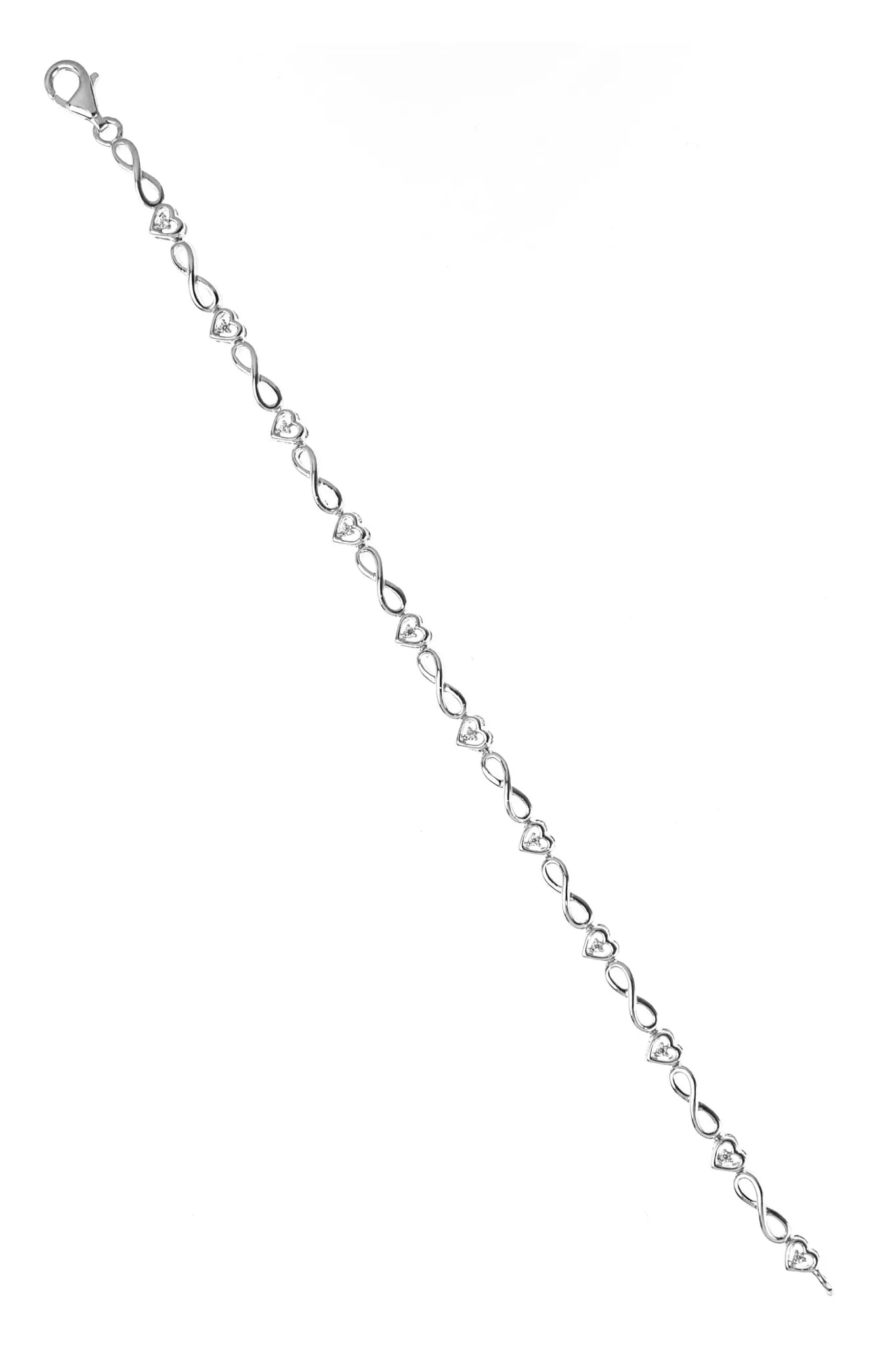 Sterling Silver 0.12ct Diamond Infinity Heart Bracelet