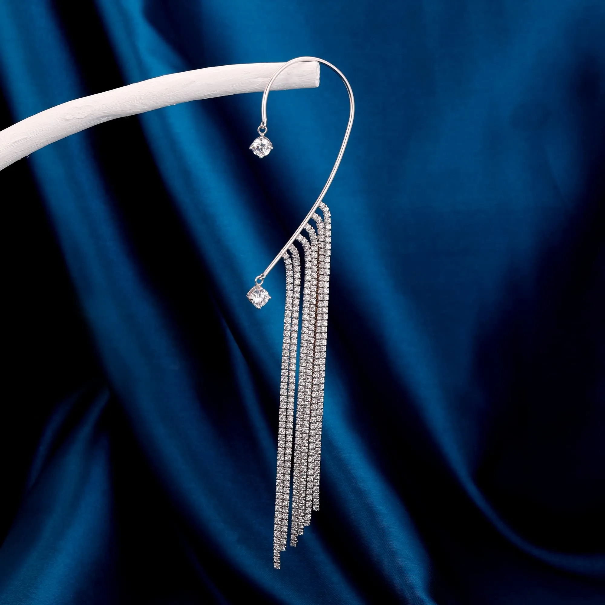 Sterling Silver Hypoallergenic Dazzling Dangler Ear Cuff