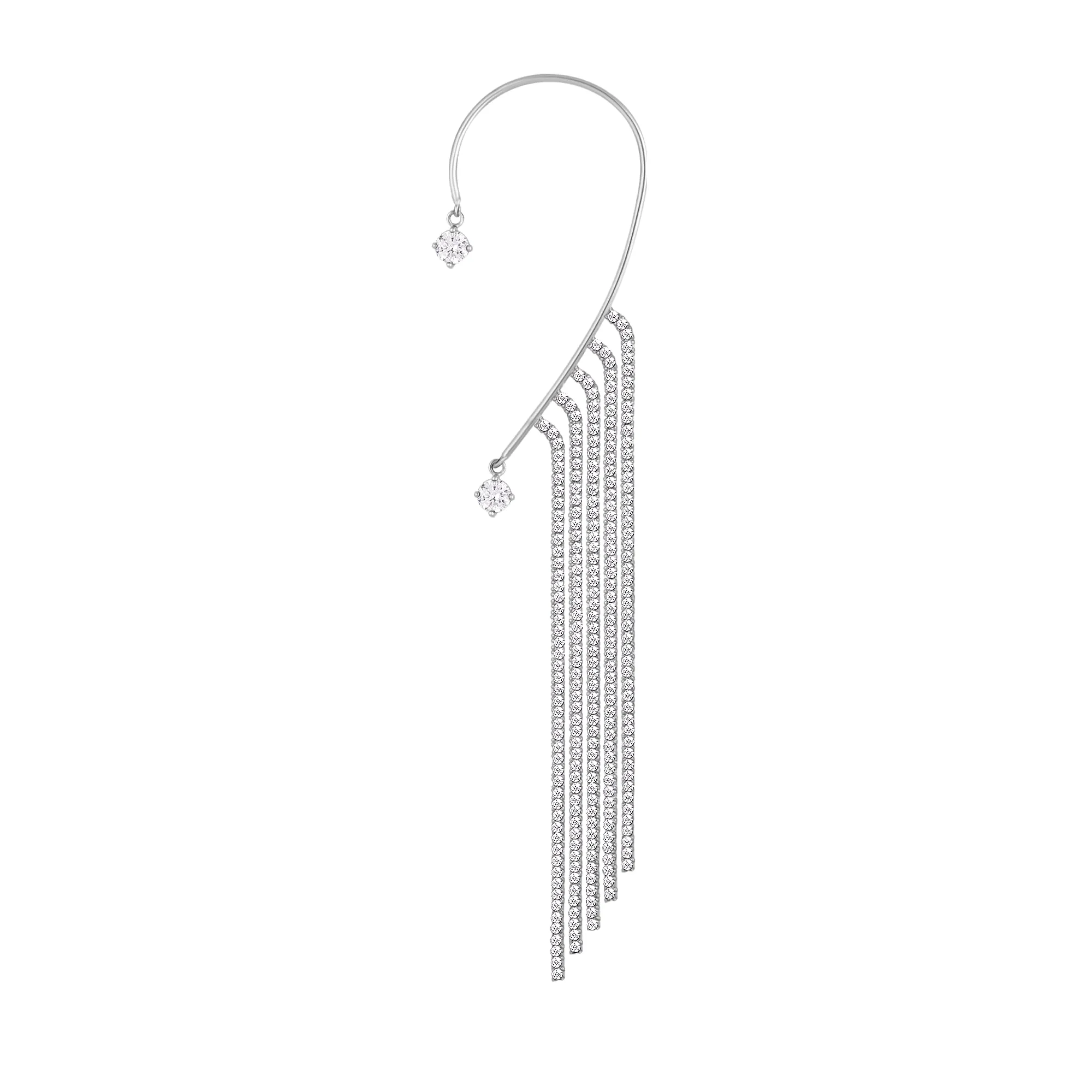 Sterling Silver Hypoallergenic Dazzling Dangler Ear Cuff