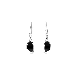 Sterling Silver Whitby Jet Elegant Twist Earrings