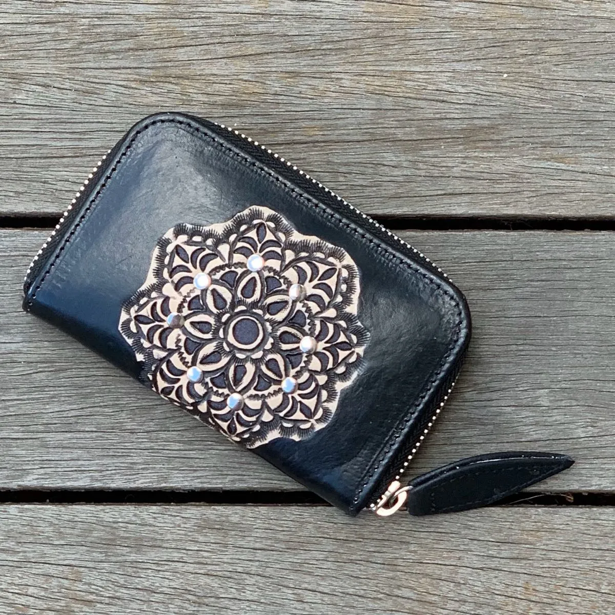 Summer Mini Zip Round Wallet- Vintage Tan