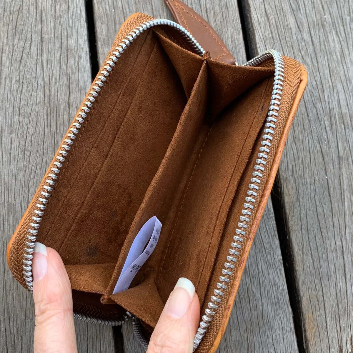 Summer Mini Zip Round Wallet- Vintage Tan