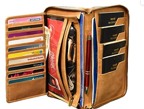 Tan Leather Unisex Passport Holder