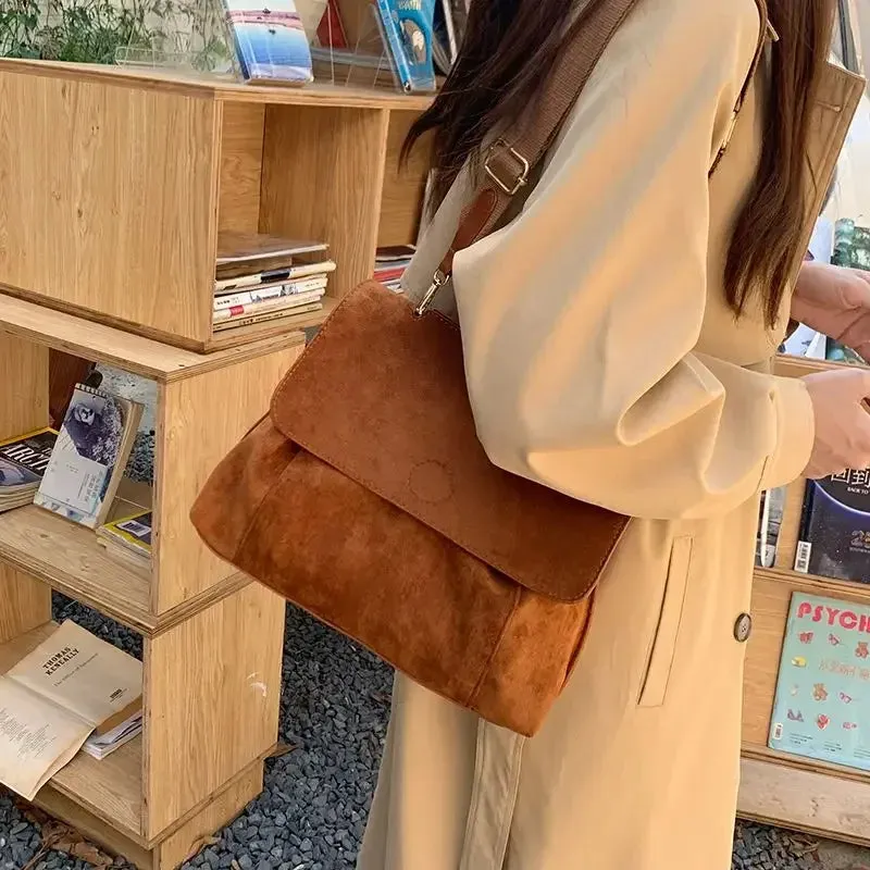TAVIMART  -  Autumn Winter Fashion Woolen Cloth Messenger Bags Women Simple Crossbody Bag Flannelette Shoulder Bags Cross Body Bag
