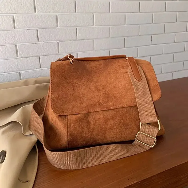 TAVIMART  -  Autumn Winter Fashion Woolen Cloth Messenger Bags Women Simple Crossbody Bag Flannelette Shoulder Bags Cross Body Bag