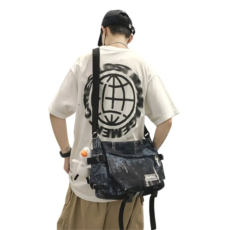 Text Pattern Messenger Bag