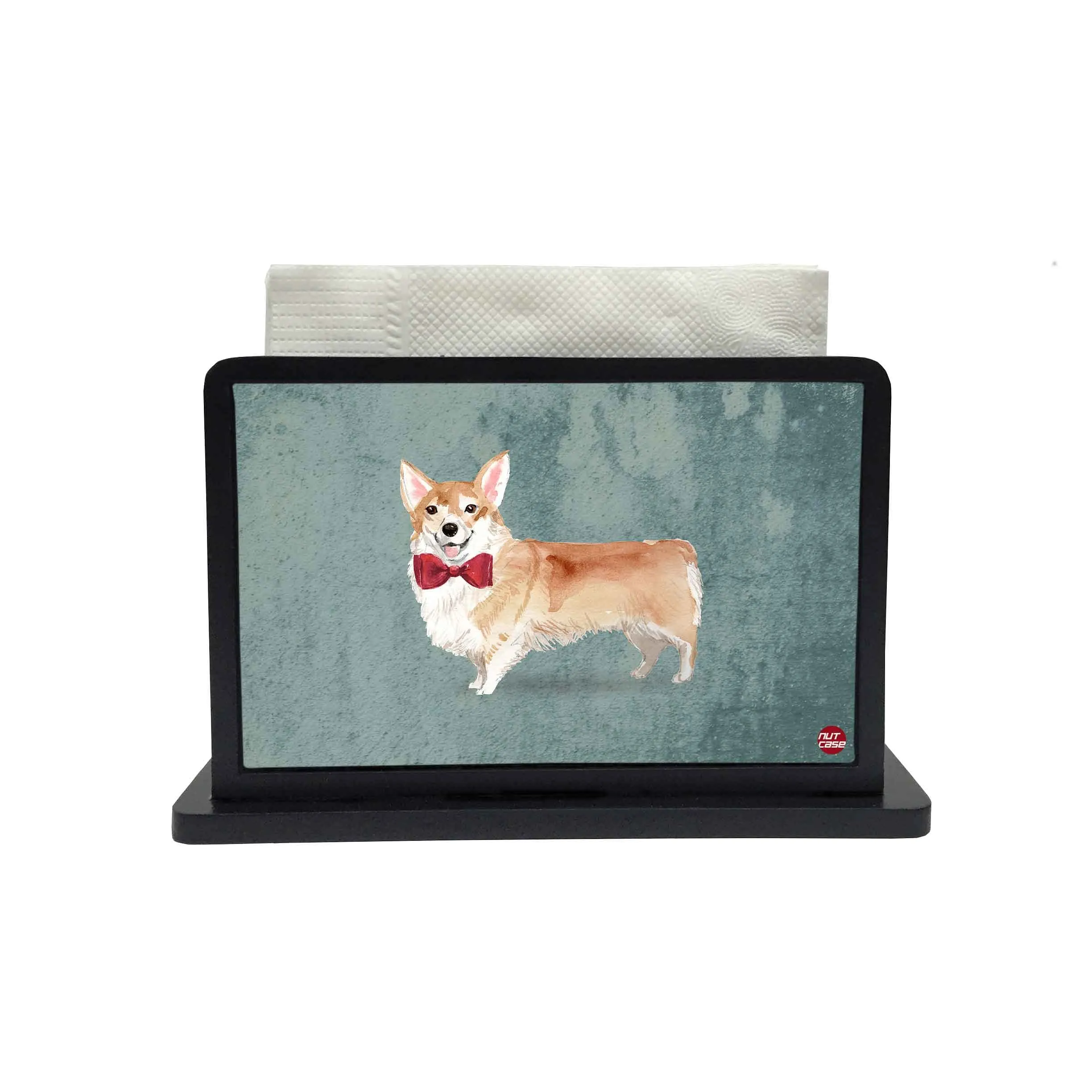 Tissue Holder Paper Napkin Stand - Cute Red Tie Dog