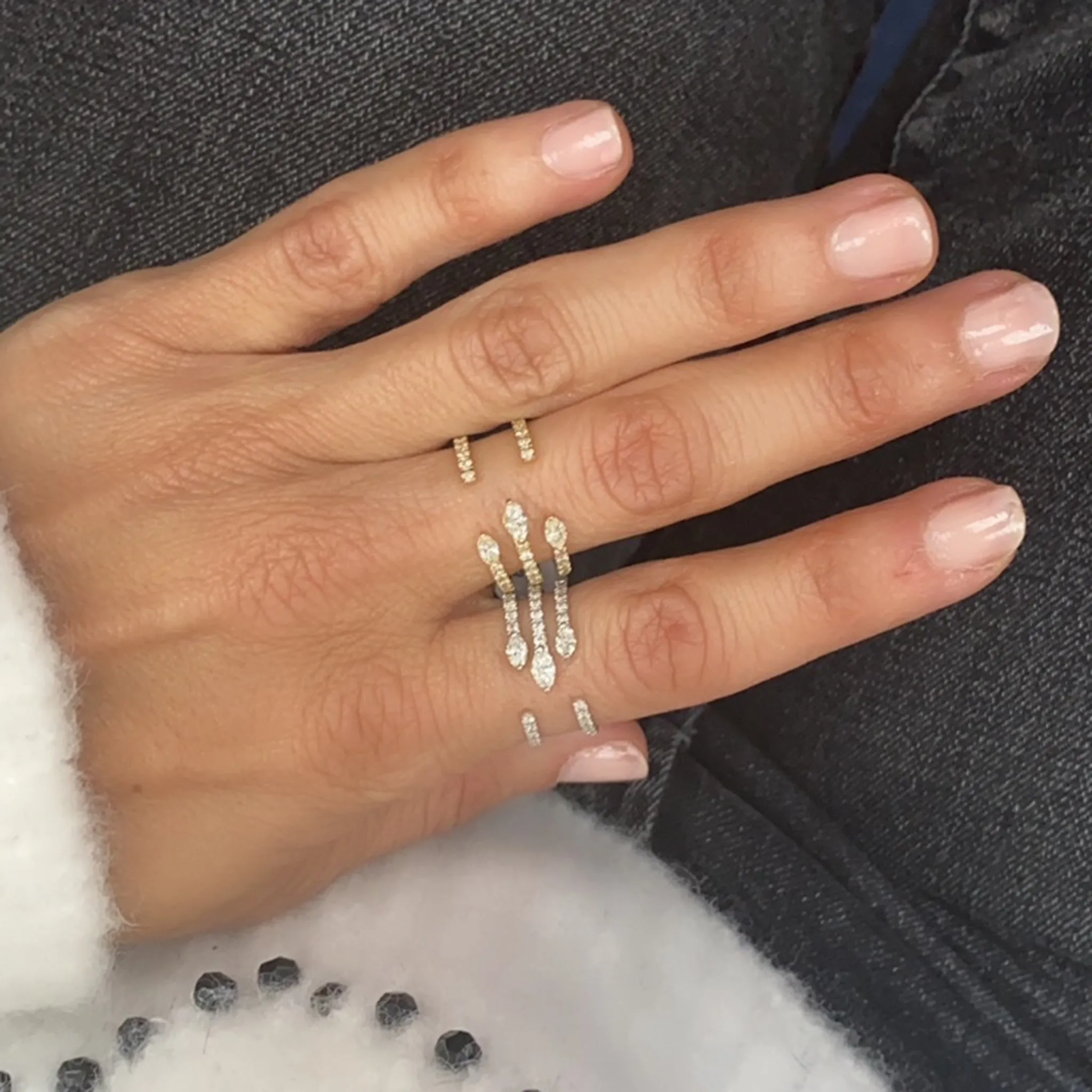 Triple Claw Marquise Ring