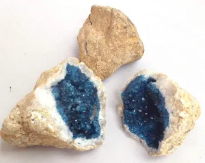 Turquoise Blue Dyed Purple Split Geode - Quartz Crystals - 2 Matching Puzzle Pieces - Awesome Color!