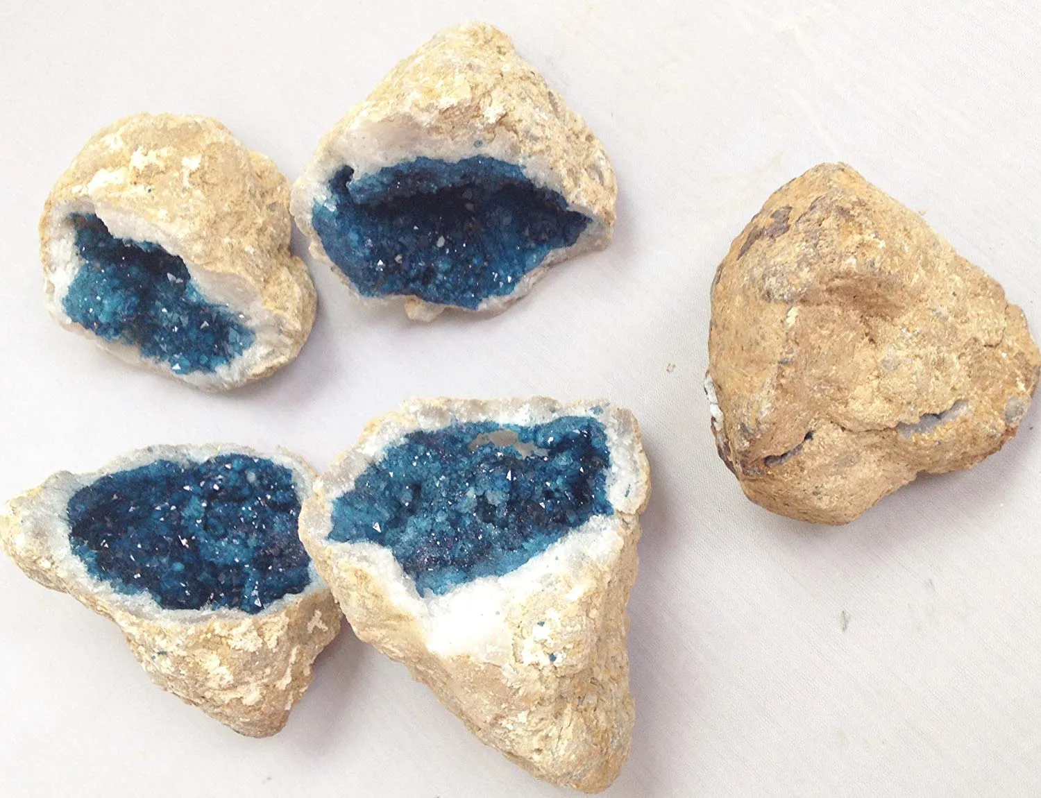 Turquoise Blue Dyed Purple Split Geode - Quartz Crystals - 2 Matching Puzzle Pieces - Awesome Color!