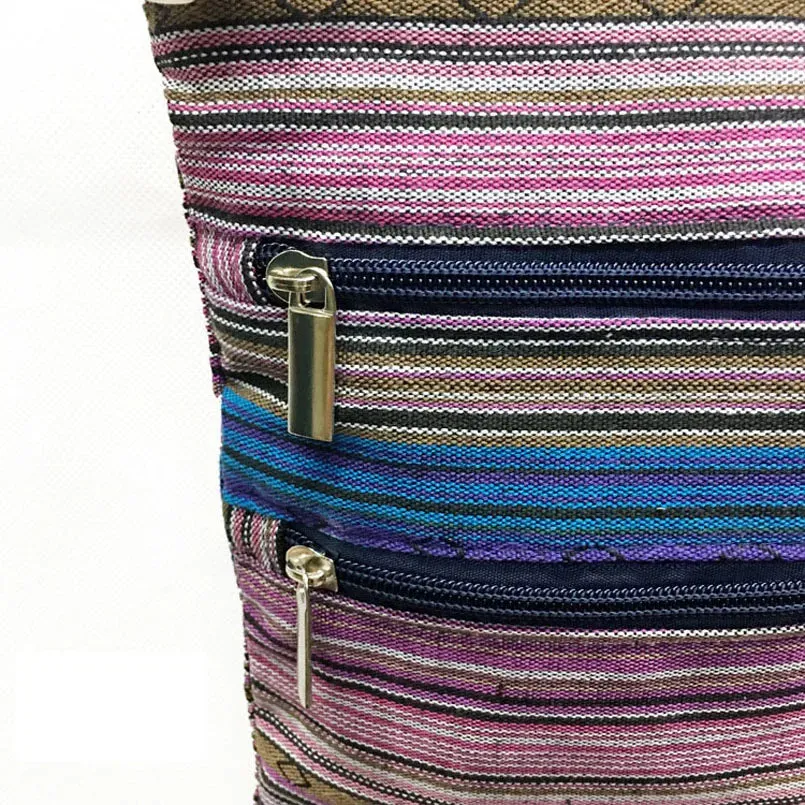UAKISS  -  Small Sling Crossbody Messenger Bag for Women Bohemian Hippie Hobo Bags Cotton Canvas Double Zipper Bag Women Lady Shoulder Bags