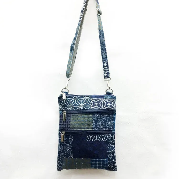 UAKISS  -  Small Sling Crossbody Messenger Bag for Women Bohemian Hippie Hobo Bags Cotton Canvas Double Zipper Bag Women Lady Shoulder Bags