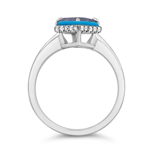 Unique Black Diamond & Turquoise Ring
