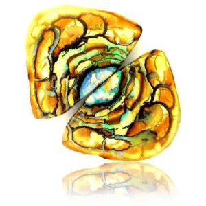 Unique Green Yowah Nut Slice Pair