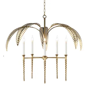 Unique Palm Leaf Brass Chandelier