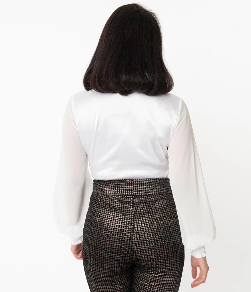 Unique Vintage White Satin Jolene Blouse