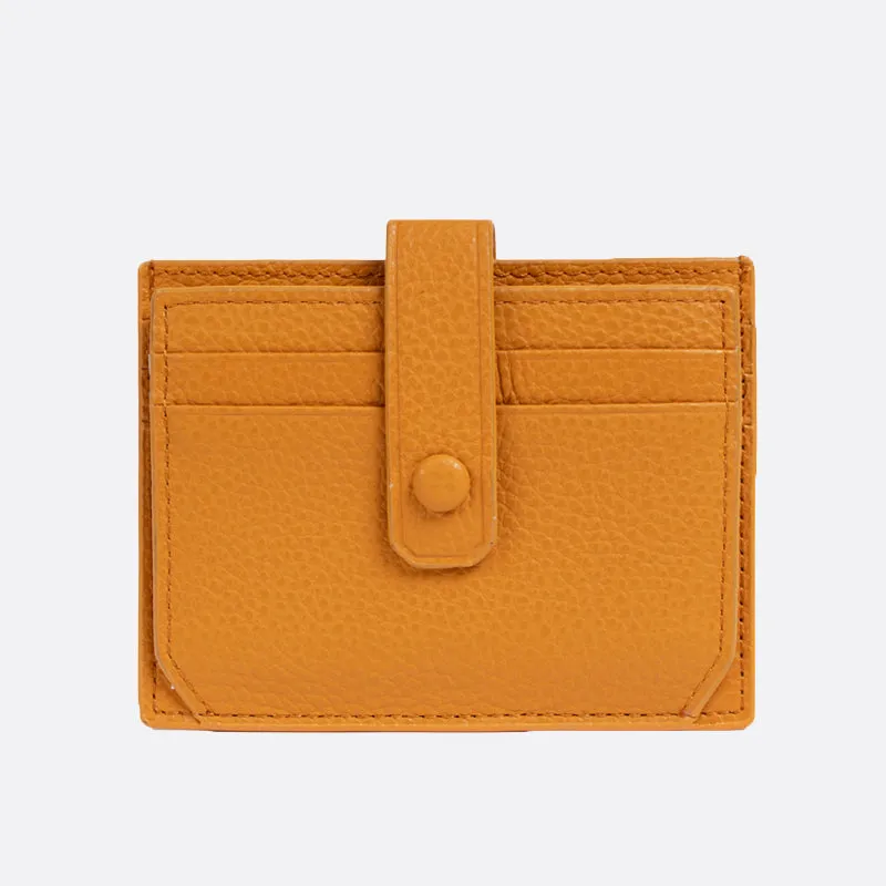 Unisex cowhide leather card holder with buckle