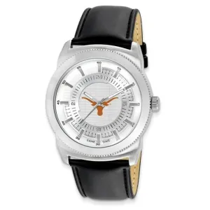 University of Texas Mens Vintage Watch - Black Leather Strap - Color Logo
