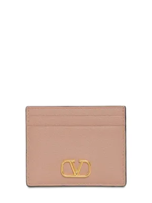 Valentino Garavani   V Logo grained leather card holder 