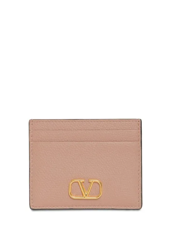 Valentino Garavani   V Logo grained leather card holder 