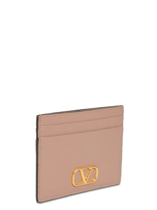 Valentino Garavani   V Logo grained leather card holder 