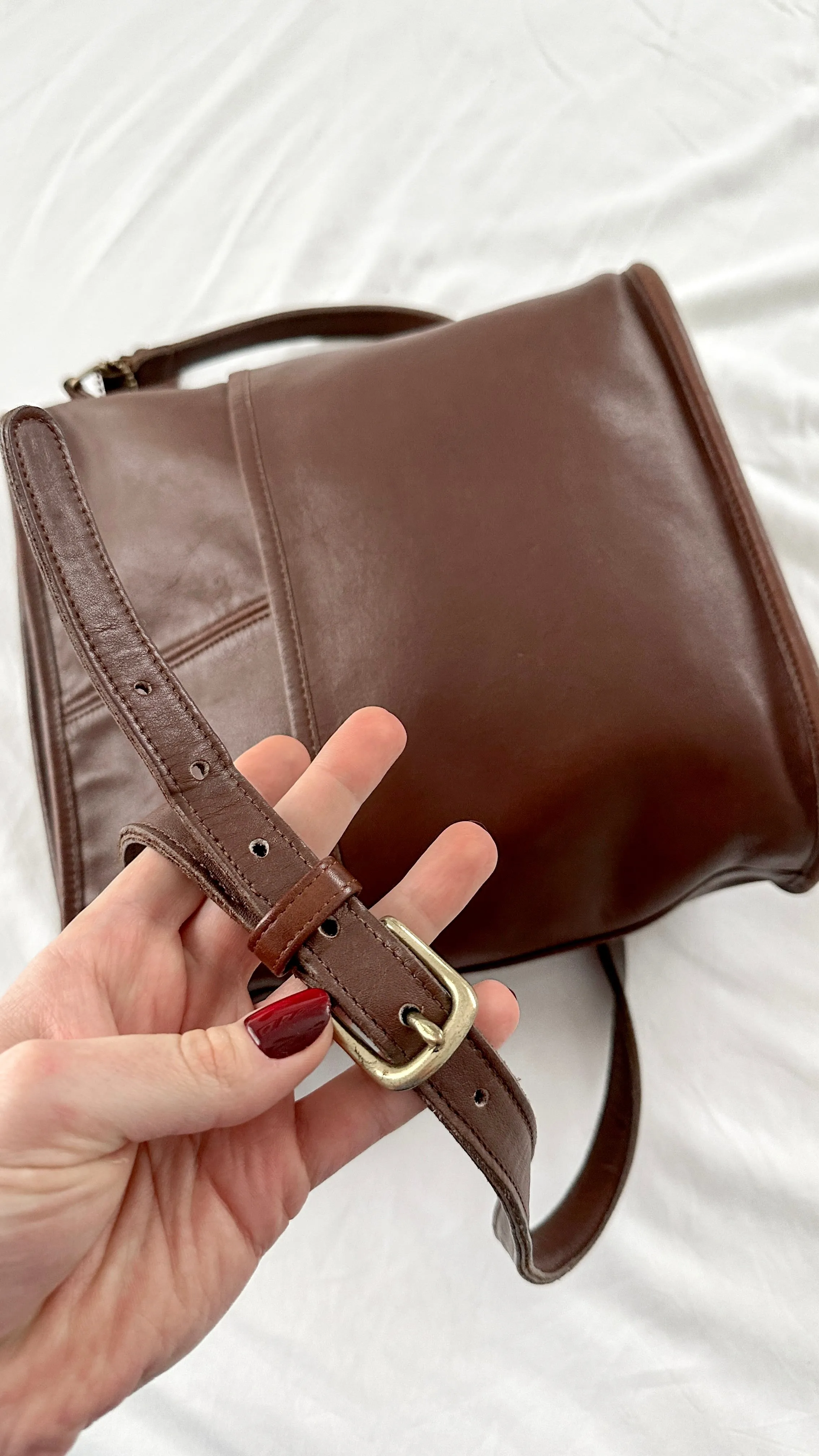 Vintage 80s 90s Coach Brown Leather Bleeker Bucket Bag Purse