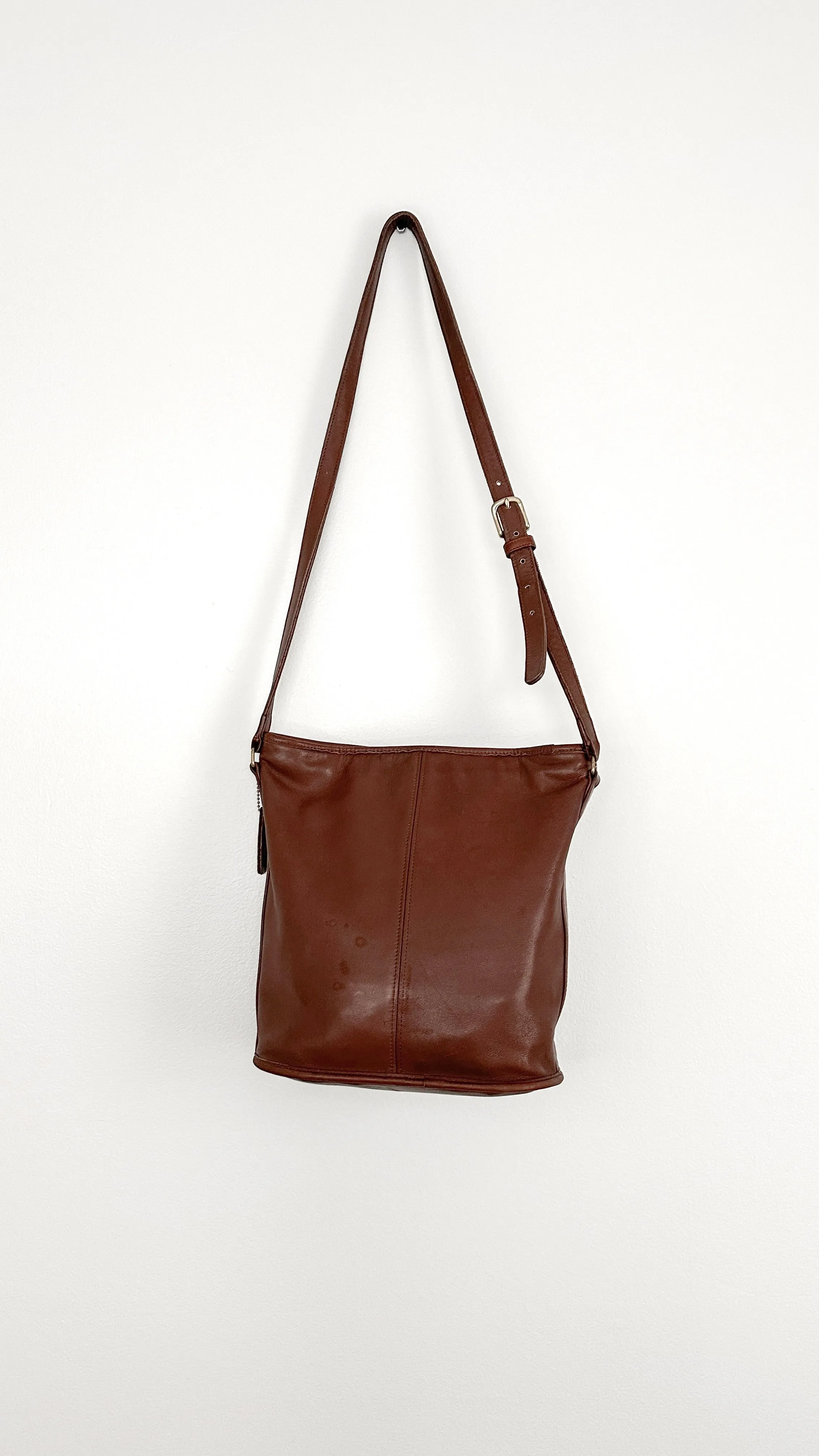 Vintage 80s 90s Coach Brown Leather Bleeker Bucket Bag Purse