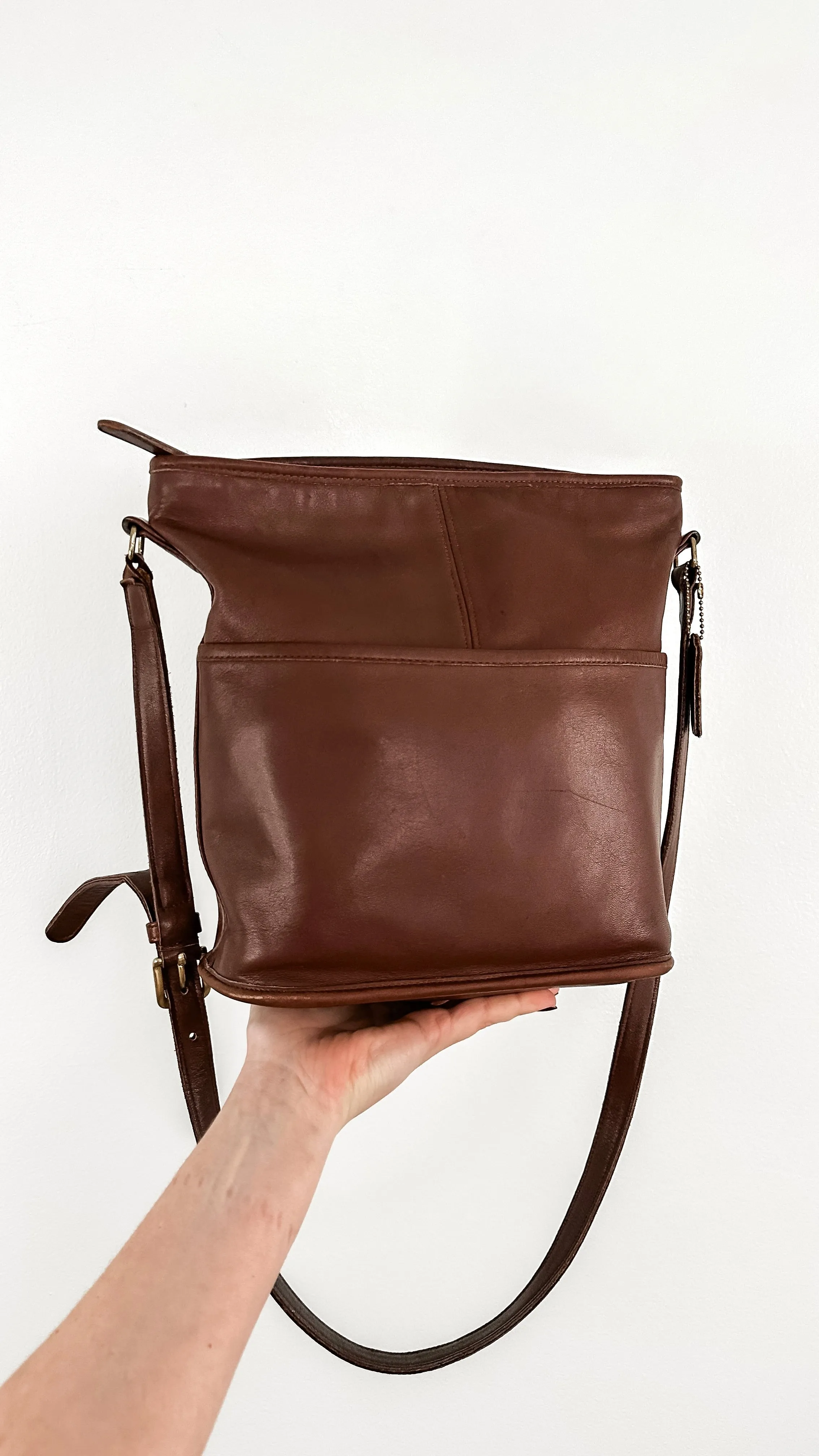 Vintage 80s 90s Coach Brown Leather Bleeker Bucket Bag Purse
