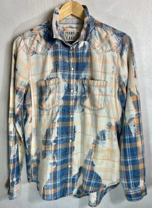 Vintage Western Style Blue, White and Orange Lightweight Cotton Size Small