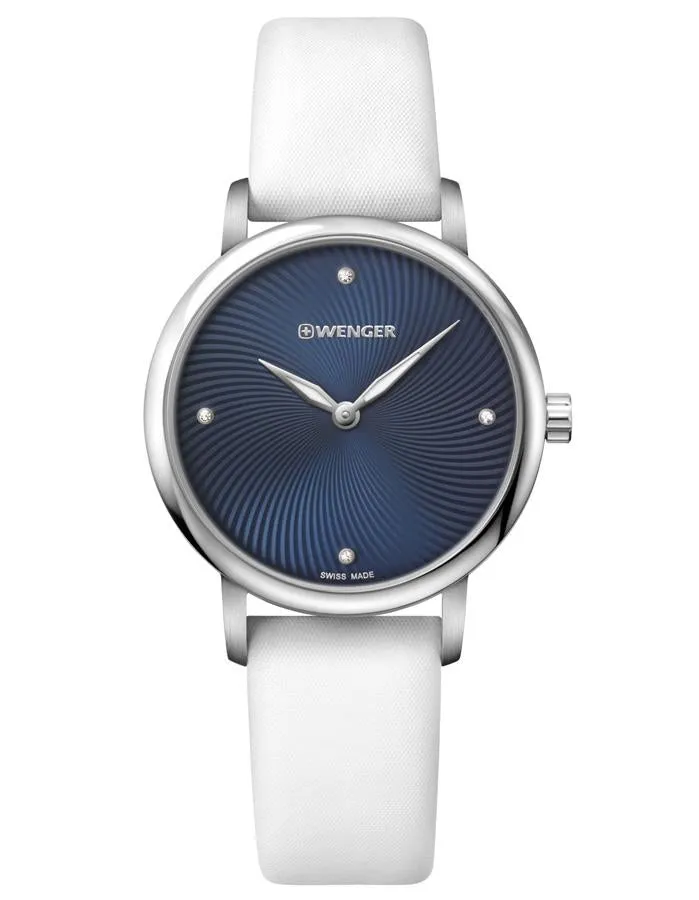 Wenger Womens Urban Donnissima Crystal Marker Dial - White Leather Strap