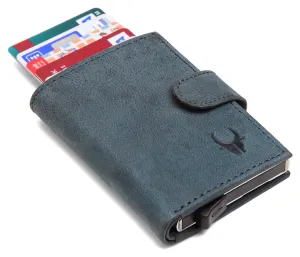 WildHorn® RFID Protected Unisex Genuine Leather Card Holder (Blue Hunter)