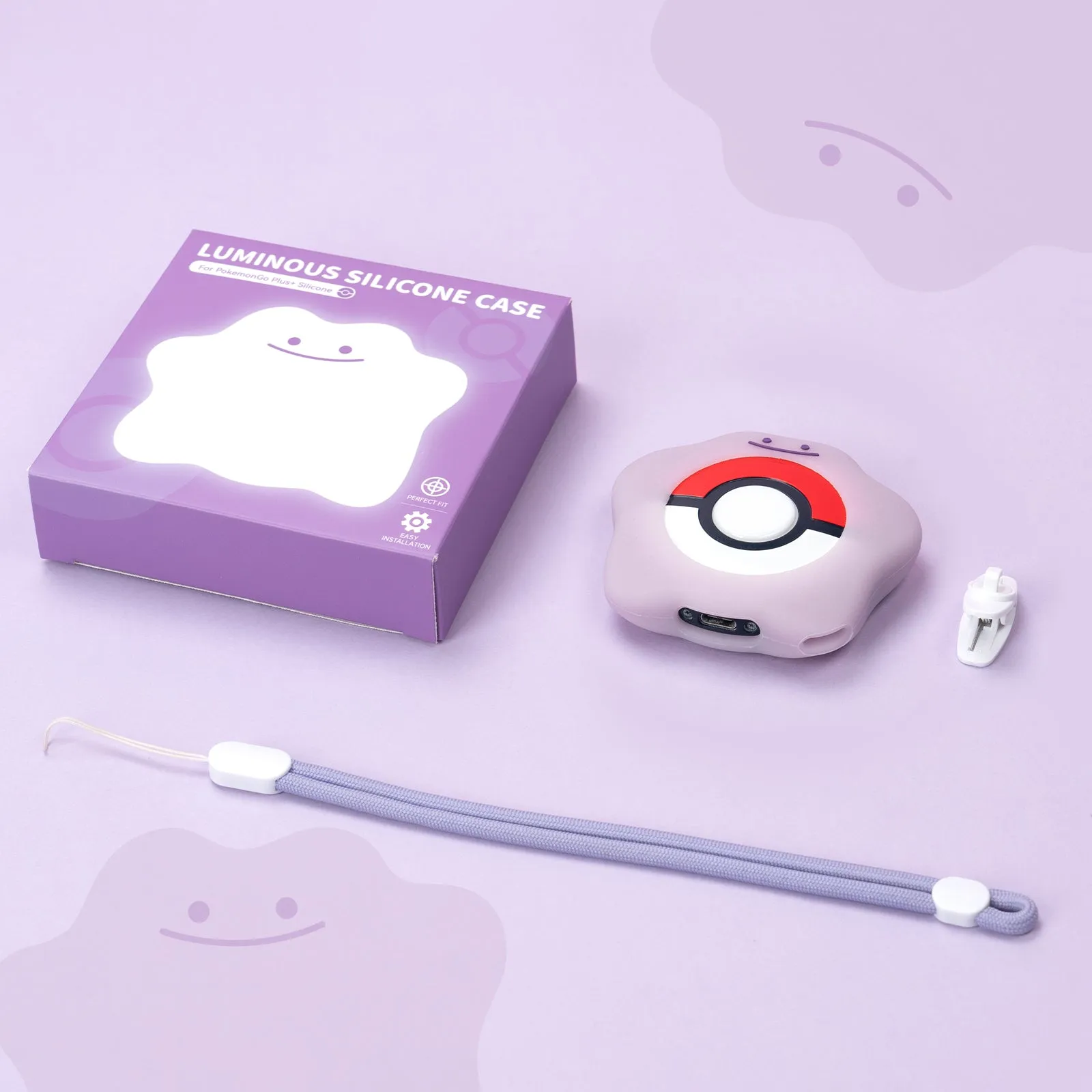 WISHAVEN Ditto Luminous Silicone Protective Case for Pokemon GO Plus   2023