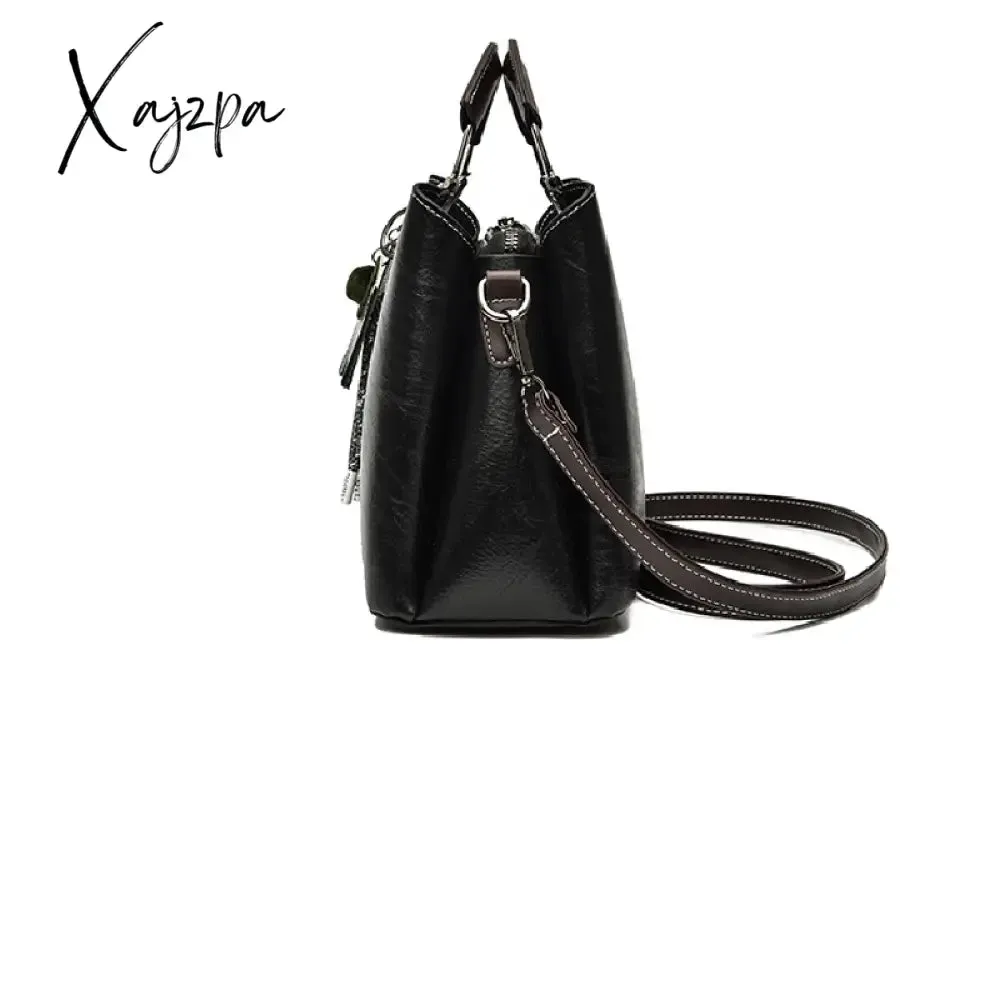 Xajzpa - Women's Elegant Satchel Tote Bag Doll Pattern Shoulder Bag Stylish Handbag Crossbody Bag with Removable Straps