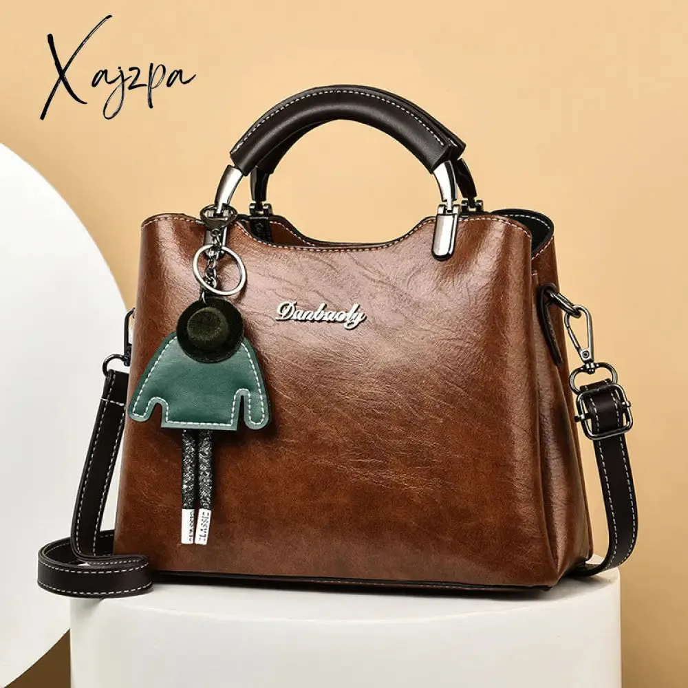 Xajzpa - Women's Elegant Satchel Tote Bag Doll Pattern Shoulder Bag Stylish Handbag Crossbody Bag with Removable Straps