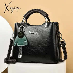 Xajzpa - Women's Elegant Satchel Tote Bag Doll Pattern Shoulder Bag Stylish Handbag Crossbody Bag with Removable Straps