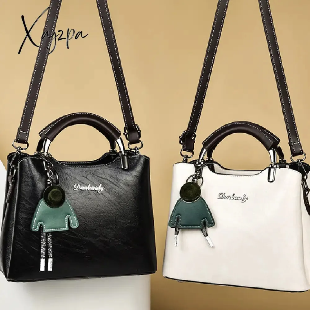 Xajzpa - Women's Elegant Satchel Tote Bag Doll Pattern Shoulder Bag Stylish Handbag Crossbody Bag with Removable Straps