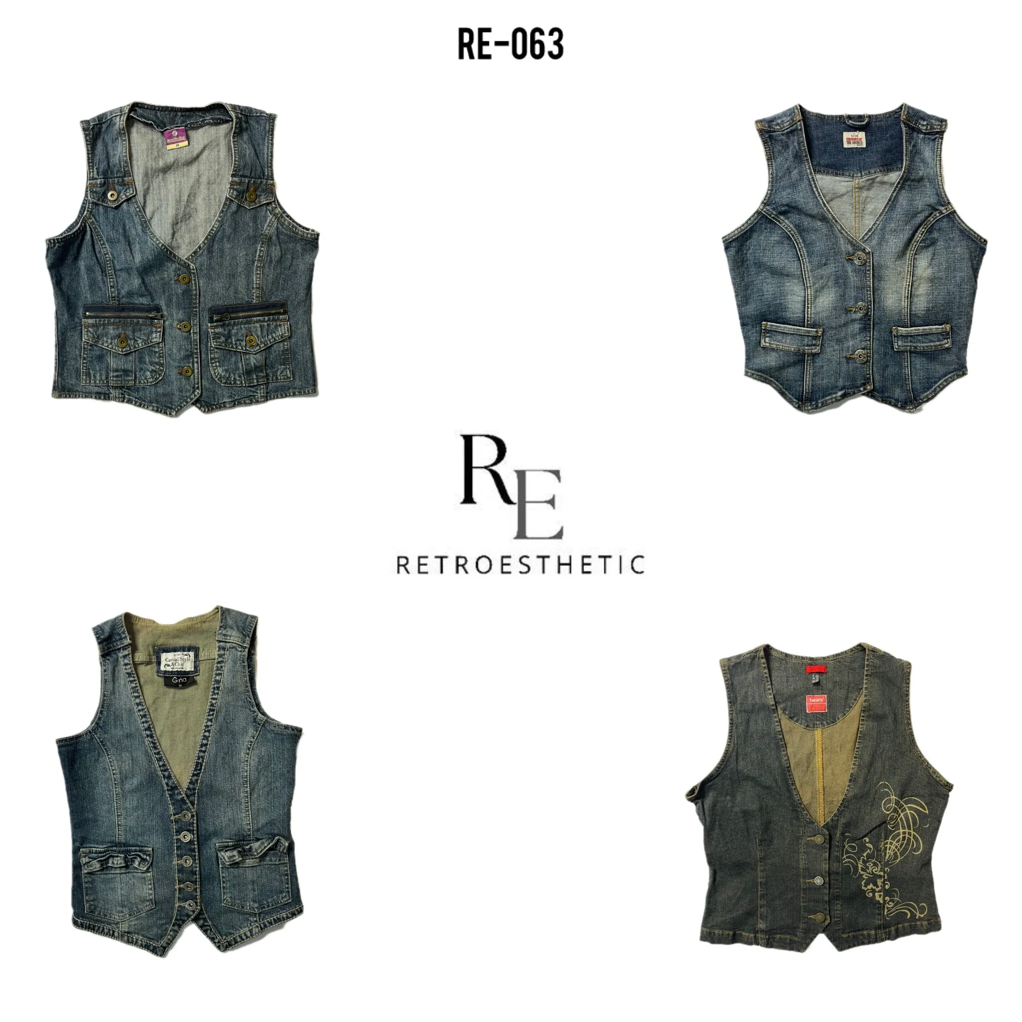 Y2K Denim Unique Waistcoats (RE-063)