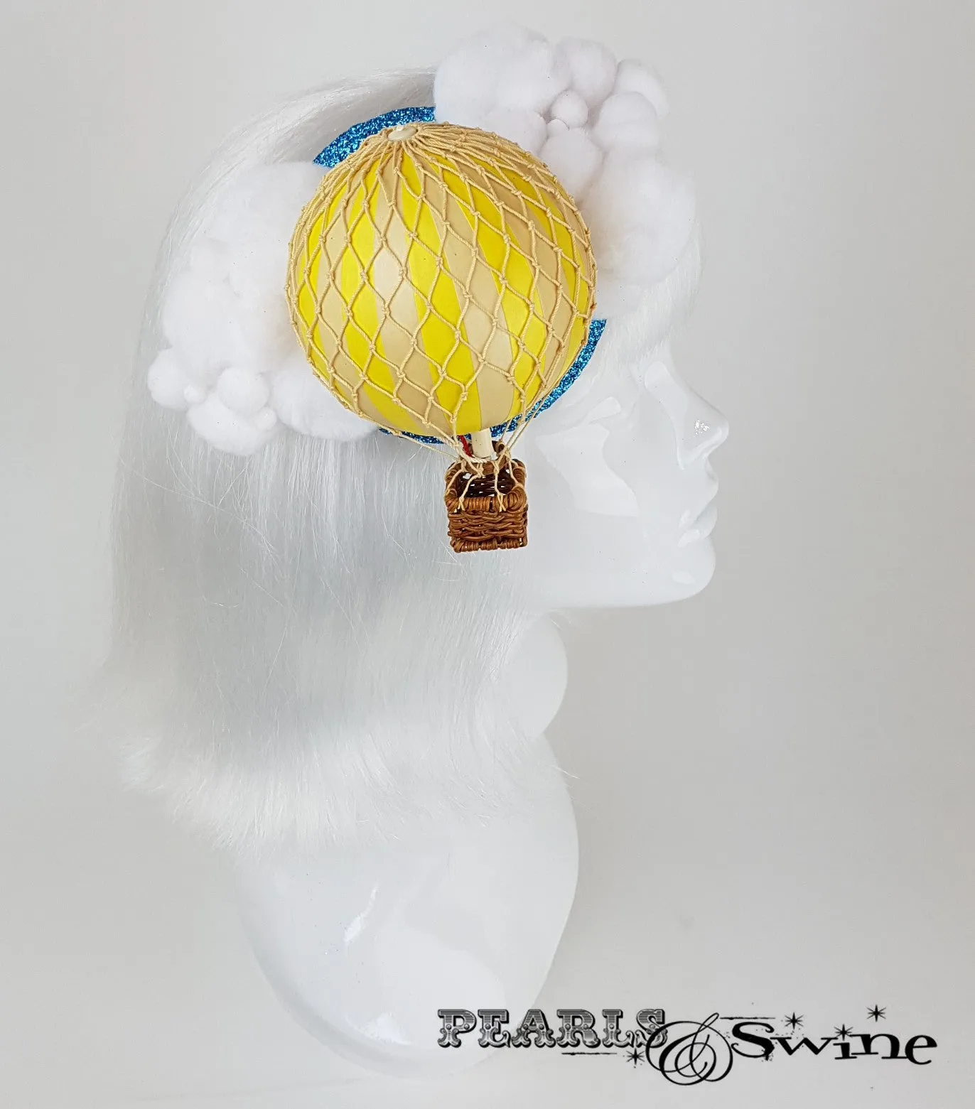 Yellow Hot Air Balloon Fascinator "Fly Me To The Moon"